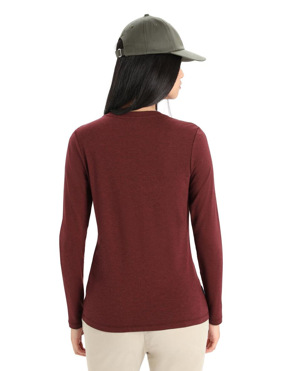 Espresso Women's Icebreaker Merino Central Classic T-Shirt Sunset Long Sleeve | USA 1634ZUTG